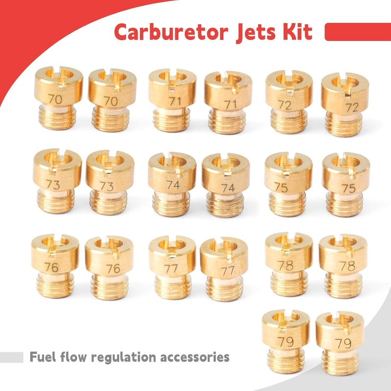 GLOXTED 1/4-32 Carburetor Main Jets Kit Compatible with Holley 2010 2300 4010 4011 4150 4160 4500 Carb, Aperture Size 70 71 72 73 74 75 76 77 78 79 10 Sets 2Pcs Per Size - Image 2